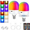 AUAUY Lampadina LED E14, Magnetica Staccabile Lampadine LED E14, Lampadina Ricaricabile Magnetica USB Con Telecomando, 9 RGB Cambio Colore, 3 Temperature di Colore, Ricaricabili, Dimmerabili (2 PACK)