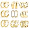 JeweBella 9 Paia Orecchini Clip Donna Orecchini Senza Buco Set de Cerchio Orecchini Clip Argento Oro Anallergici Orecchini a Clip Ipoallergenici Gioielli per Donna