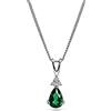 Miore Collana Donna Smeraldo con Diamanti taglio Brillante Oro Bianco 9 Kt / 375 con Catena, Catenina Cm 45