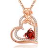 Tusuzik Collana Donna Argento 925 Collana Cuore Fiori Oro Rosa Gennaio e luglio Birthstone Ciondolo Idee Regalo Gioielli Donna Anniversario Compleanno San Valentino Festa Mamma per Lei Mamma Nonna