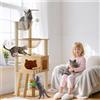 PETCUTE Torre per Gatti in Legno,Grande,Più Gatti,150cm Tiragraffi per Gatti Stabile con Capsula Spaziale Trasparente,Piattaforma di Osservazione, Parco Giochi,Scala,Grotta,Facile da Pulire