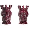 BEVILACQUA SET DI 2 TESTE DI MORO, CERAMICA ARTIGIANALE SICILIANA BORDEAUX, 15 cm - h 15 x 9 x 9 cm