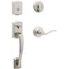 Kwikset Prescott Single Cylinder Front Door Handleset with Tustin Lever Featuring SmartKey Security and Microban Antimicrobial Protection in Satin Nickel