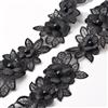URROMA Nastro in pizzo nero con fiori, 2,18 m, nastro in organza ricamato, bordo in pizzo, per cucito fai da te, decorazione domestica, 5,5 cm di larghezza