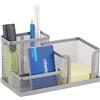 Relaxdays 10022479_55 Organizer da Scrivania Ufficio, con Portapenne & Porta-Foglietti, HxLxP: 10x18,5x9,5 cm, Argentato