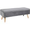Relaxdays Panca Relaxdays in Velluto, Contenitore, HxLxP: 40 x 110 x 40 cm, Gambe in Legno, Grigio Scuro