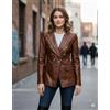 Fatto a mano Blazer ufficio abbigliamento formale donna fatto a mano pelle marrone vera pe...