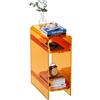 Dewrhiixe Tavolino Stretto in Acrilico Trasparente, Comodino Sottile per Piccoli Spazi, Mobile per Camera da Letto, Soggiorno, Ufficio (arancione, 40×22×55cm)