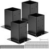 VEVOR Base per Pali 146 x 146 mm Dimensioni Interne 142 x 142 mm Staffe per Pali in Acciaio al Carbonio per Impieghi Gravosi, per Supporto Ringhiera per Gazebo, Piastra di Base per Ponte, 4 PZ, Nero