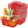 VEVOR Cestini per la Spesa Cestini per la Spesa in Metallo Impilabili da 22 Litri con Manici Portatili per Generi Alimentari, Vendita al Dettaglio, Supermercati, Uso Domestico, Rosso,12 Pezzi