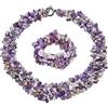Bling Jewelry Ampio Chunky Viola Ametista Pietra Chip Dichiarazione Bib Collana Per Le Donne Collare Braccialetto Allungato Per Le Donne Set 18 Pollici