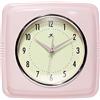 Infinity Instruments, Orologio da parete quadrato silenzioso retrò da 22,9 cm, di metà secolo, moderno, da cucina, con movimento al quarzo, rosa
