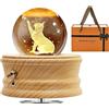 MJKOPEE Carillon con Sfera di Cristallo 3D con Gatti,Carillon in Legno Rotante a 360°,Carillon Legno con Luce Regalo Bambini,Donne per Natale Compleanno San Valentino