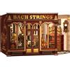Fsolis Book Nook Kit - Casa delle bambole con illuminazione a LED - Modello creativo in miniatura per scaffali, idea regalo per adulti e ragazzi (Bach Strings)