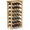 BAKAJI Cantinetta Portavino in Legno Bambù con 28 Scomparti per Vino Champagne, Portabottiglie da Terra, Cantina per Angolo Bar, Salotto, Cucina, Bistrot, Ristorante, 47 x 29 x 93.5 cm (Naturale)