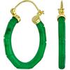 Bling Jewelry Orecchini A Cerchio Di Giada Di Bambù Rotondo Verde Della Gemma Genuina Della Giada Per Le Donne Placcate Oro 14K .925 Argento Sterlina 1.2 Pollici Di Diametro