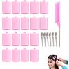 Vxiwscy Set Di 18 Rulli in Mousse Da 4 Cm, Anelli Flessibili Per Capelli Flessibili 6 Clip - Comprende Un Pennello A Coda Di Topo in Acciaio Inossidabile Per Creare Anelli, Volumi E Stili Diversi