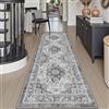 DEXI Passatoia Corridoio 60 x 150 cm, Tappeto Cucina Antiscivolo Lavabile, Tappetino Morbido Vintage di Pelo Corto - Assorbente per Porta, Ingresso Interno e Lavanderia, Grigio