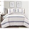 Lush Decor Farmhouse Stripe - Set di 3 piumini reversibili, in cotone, 3 pezzi, colore: blu marino, California King