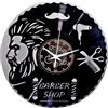 Instant Karma Clocks | Orologio Da Parete | Barber Shop | Barbiere | Parrucchiere | Colore Nero e Argento | Doppio Vinile | Arredamento Salone | 30cm
