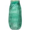 DRW Vaso da tavolo in vetro verde e filo dorato 15x15x31 cm