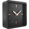 Driini Orologio da scrivania e scaffale moderno di metà secolo (nero oro rosa), piccolo orologio da tavolo analogico a batteria e silenzioso per decorazione del soggiorno, ideale per caminetto, tavolo