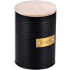 Relaxdays Barattolo caffè con Coperchio Ermetico in bambù, 1 Contenitore Metallo da Cucina HxD 16x11 cm, Nero Naturale