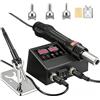 Nastopee 2 in 1 Stazione Saldante Dgitale 700w Kit Stazione Saldante Aria Calda con 3 Ugelli per Aria Calda Schermi a LED °C/ºF Stazione Saldante Professionale Funzione Sleep Kit Saldatore a Stagno