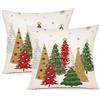 ZWJD Cuscini Natalizi per Divano 2 Pack Federe Cuscini Divano 40x40 Federe Cuscini Natalizi Lino Cuscini per Divano per Natale Decorazioni Casa