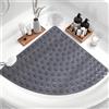 Wintfarm - Tappetino da doccia antiscivolo triangolare, 65 x 65 cm, con ventose, tappetino antiscivolo in PVC per doccia, resistente alla muffa e lavabile in lavatrice, colore grigio