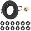 Doughelec Cornice Faretti incasso cartongesso GU10 Orientabili Alluminio Nero, Portafaretto Faretto led da incasso per cartongesso incl.portalampada GU10 Rotondo 68mm per LED, 60-75mm 230V 12 Pezzi