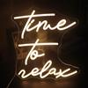 Nordstylee Cartello LED, Motivo: Time To Relax, cartello al neon decorativo per camera da letto, bagno, lounge, decorazione, spa, arte murale rilassante, decorazioni, Natale, compleanno, regali (bianco caldo)