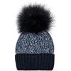 styleBREAKER Cuffia con Pompon Lavorato a Maglia da Donna con Fodera in Pile, Berretto con Pompon in Pelliccia Sintetica Invernale, Made in Polen 04024169, Colore:Blu Scuro-Blu