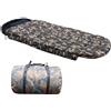 Carpzilla Sacco a pelo Snooze per pesca alla carpa, 5 stagioni, foderato in pile, con cuscino, per campeggio, escursionismo, viaggi, 100 cm, extra largo, KMS-007, mimetico