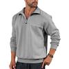 EDITCOZY Felpe da uomo a mezza zip a maglia pullover maglione a maniche lunghe jacquard felpe, Grigio, 3XL