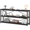 IBF Libreria aperta, larghezza 160 cm, stile vintage, colore nero | Moderno giradischi in legno di quercia, senza fori, per studio, cucina, cameretta dei bambini, divisorio per stanze