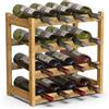 BAKAJI Cantinetta Portavino in Legno Bambù con 16 Scomparti per Vino Champagne, Portabottiglie da Terra, Cantina per Angolo Bar, Salotto, Cucina, Bistrot, Ristorante, 43.5 x 25 x 43 cm (Naturale)