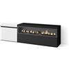 Skraut Home | Mobile TV Soggiorno | Ampio spazio a disposizione | 150x45x35cm | Per TV fino a 65 | Camino elettrico | Stile moderno | Bianco e nero