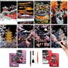 SiYear Set di Carta per Pittura con Graffio per Adulti e Bambini, Serie Edifici Storici Urbani Scena Notturna, Gratta e Vinci Creativo Regalo Fai da Te con 4 Utensili (Serie Asiatica-A3-8Pz)