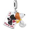 Genérico Charm snoopy con cappello in argento sterling 925, compatibile con ciondoli Pandora e molti altri bracciali con ciondoli.