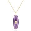 COAI Collana da Donna con Ciondolo di Ametista Pietra Naturale, Collana Pietre Dure da Donna Catena Acciaio Inox Placcato Oro 18K