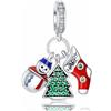 Annmors Ciondolo di decorazioni natalizie con albero di Natale, pupazzo di neve e calza di Natale, argento sterling 925 con zirconia cubica, ciondolo regalo per feste e compleanni per donne e ragazze.