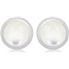 Tuscany Silver Orecchini a perno con cabochon madreperla bianca da 4 mm, per il mese di giugno, placcati rodio in argento sterling per donna
