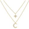 SILBERTALE Collana a strati in argento sterling 925 con ciondolo a forma di luna e stelle, per donne e ragazze, 39+5CM, Argento sterling