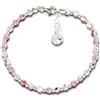 Schöner-SD Bellissimo braccialetto SD fine 4 mm perle di cristallo argento 925, 18 cm, Argento sterling, cristallo