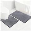 SHACOS Set di 2 tappetini da bagno, antiscivolo, assorbenti, in microfibra spessa ultra morbida, lavabile in lavatrice, ad asciugatura rapida, per doccia e vasca, 50 x 80 cm+U50 x 50 cm