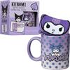 Get Trend Kuromi Sanrio Tazza e Calze Set Regalo Donna Adolescenti, 340ml/11.5oz Tazze Ceramica e Taglia Unica Calzini Caldi, Regali per Lei (Viola Kuromi)