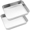 Seahelms 2 teglie da forno piccole rettangolari profonde in acciaio inox, per cuocere brownie, torte, sane e atossiche, rifinite a specchio e lavabili in lavastoviglie (26 x 20 x 5 cm)