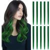 YTBYT 10 pezzi estensioni dei capelli colorati 22 pollici Colored Clip in Hair extensions per le donne di moda （Dritto, Verde）