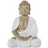 DRW Statuetta Buddha meditando in Resina Bianca e Naturale 30x21x17 cm